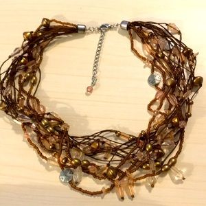 Brown Multi-Strand Beaded Necklace